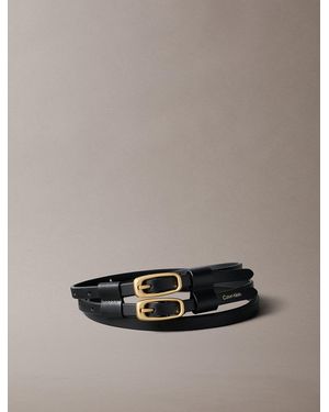 Calvin Klein Leather Double Buckle Belt - Black