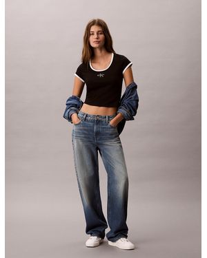 Calvin Klein Slim Cotton Stretch Ringer T-Shirt - Black