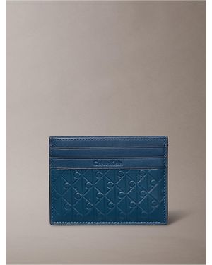 Calvin Klein Embossed Allover Monogram Card Case - Blue