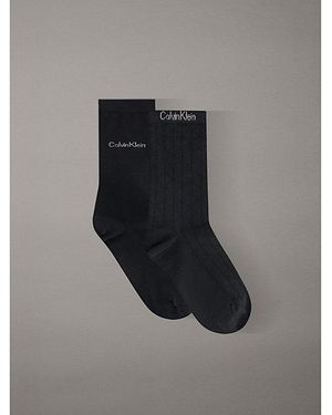 Calvin Klein 2 Pack Logo Diamond Crew Socks - Black