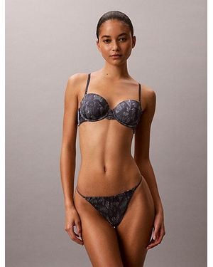 Calvin Klein Sujetador demi ligeramente forrado - Signature Satin - Marrón