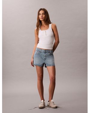 Calvin Klein 90's Monogram Denim Shorts - Multicolour