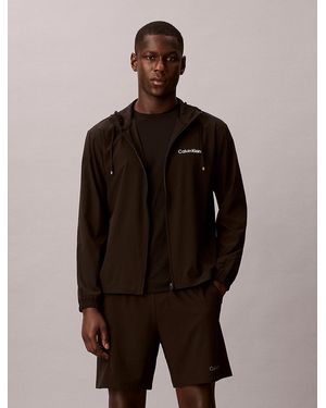 Calvin Klein Water-Repellent Hooded Windbreaker - Brown