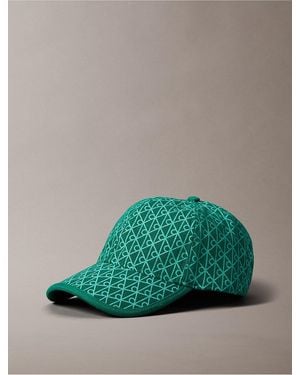 Calvin Klein Allover Emblem Logo Baseball Cap - Green