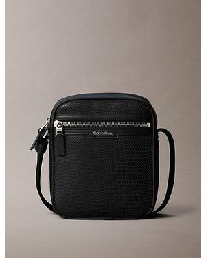 Calvin Klein Perforated Faux Leather Reporter Bag - Black
