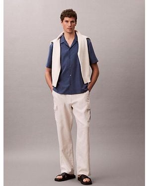 Calvin Klein Soft Modal Short Sleeve Shirt - Blue
