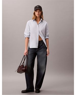 Calvin Klein Calvin Klein Cotton Poplin Relaxed Button-Down Shirt - Multicolor
