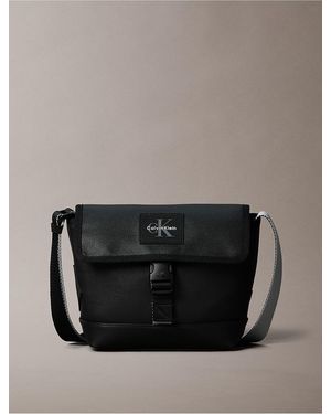 Calvin Klein Textured Mix Flap Crossbody Bag - Black