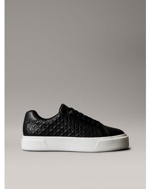 Calvin Klein Leather Emblem Logo Trainers - Black