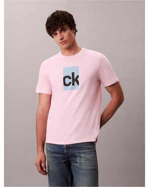 Calvin Klein Calvin Klein Monogram Logo Center Box Graphic Classic T-Shirt - Pink