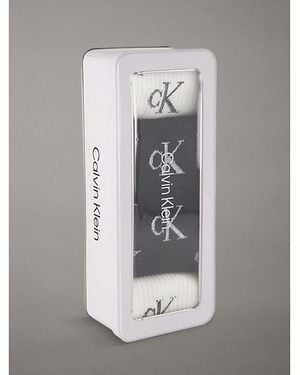 Calvin Klein Jeans 4 Pack Metallic Logo Crew Socks Gift Set - Grey