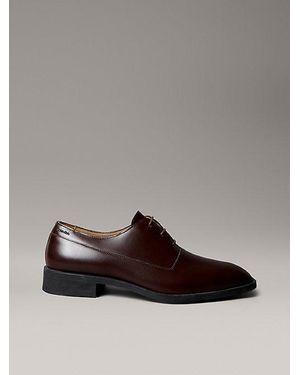 Calvin Klein Derby-Schnürschuhe Aus Leder Mit Mandelförmiger Spitze - Braun