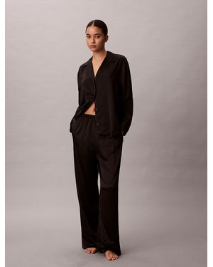Calvin Klein Satin Trousers Pyjama Set - Black