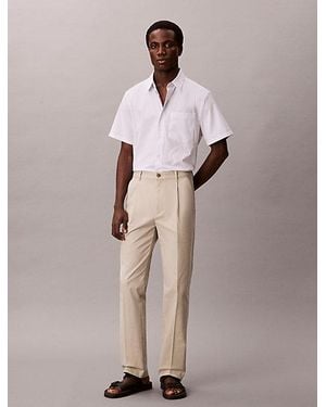 Calvin Klein Sateen Chino Trousers - Natural