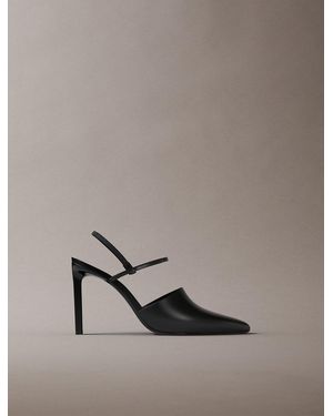 Calvin Klein Leather Slingback Stiletto Court Shoes - Grey