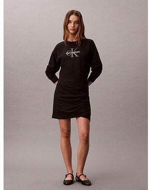 Calvin Klein Jeans French Terry Monologo Sweatshirt Dress - Brown
