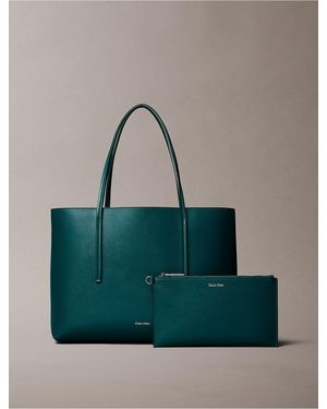 Calvin Klein Foil Logo Small Tote Bag - Green