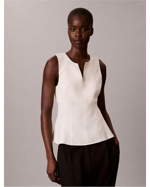 Calvin Klein Calvin Klein Linen Blend Sleeveless Top - Natural