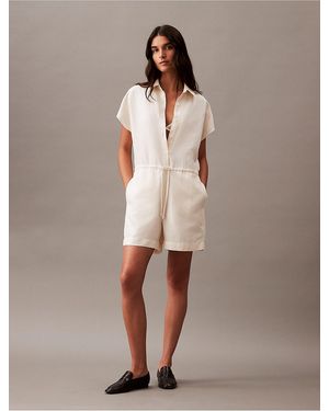 Calvin Klein Linen Blend Romper - Natural