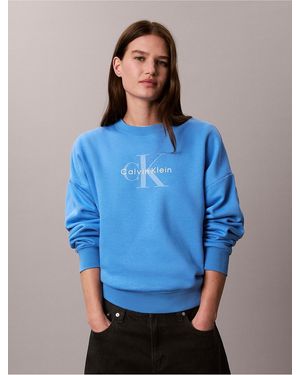 Calvin Klein Calvin Klein Monologo Fleece Relaxed Sweatshirt - Blue