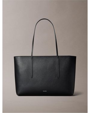 Calvin Klein Embossed Logo Zip Tote Bag - Gray