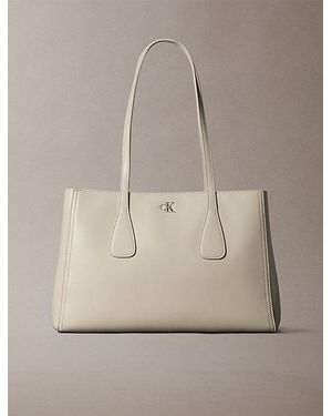 Calvin Klein Monogram Hardware Tote Bag - Natural