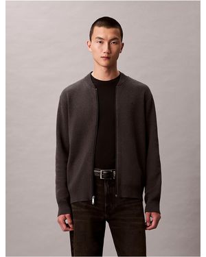 Calvin Klein Calvin Klein Smooth Cotton Sweater Bomber Jacket - Multicolor
