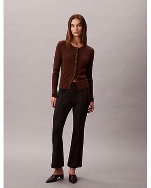 Calvin Klein Cropped Flared Ponte Trousers - Brown