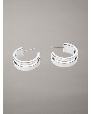 Calvin Klein Pendientes de aro minimalistas - Gris