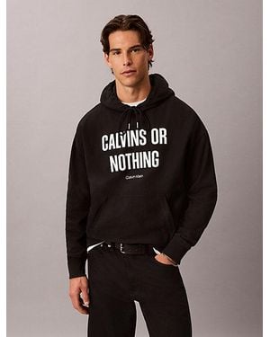 Calvin Klein Jeans Relaxed Calvins Or Nothing Graphic Hoodie - Black