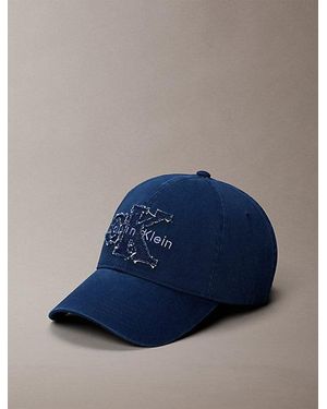 Calvin Klein Frayed Monogram Appliqué Baseball Cap - Blue