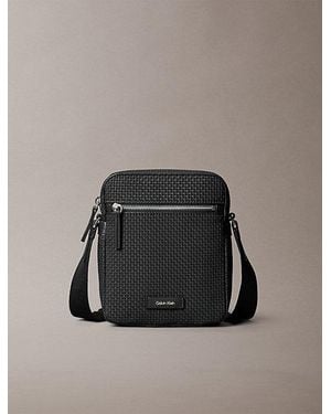 Calvin Klein Embossed Woven Reporter Bag - Black