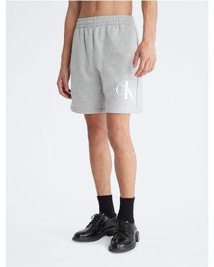 Calvin Klein Monogram Logo Fleece Shorts - Multicolor