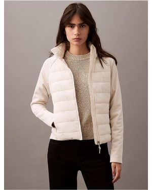 Calvin Klein Mixed Media Puffer Jacket - Natural