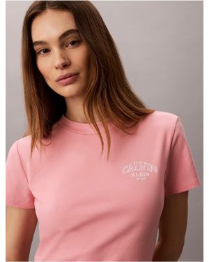 Calvin Klein Calvin Klein Curved Logo Graphic Slim Tee - Pink