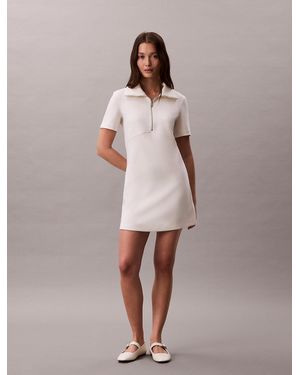 Calvin Klein Short Sleeve Zip Collar Mini Dress - Multicolour