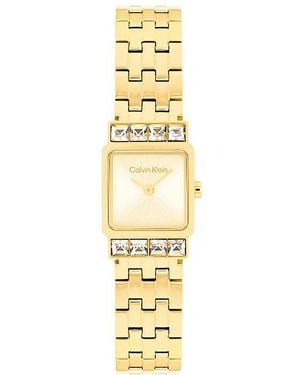 Calvin Klein Vierkant Armbandhorloge Met Kristallen - Metallic