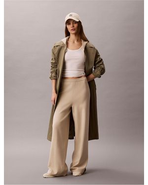 Calvin Klein Relaxed Knit Wide Leg Pants - Natural