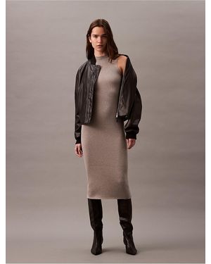 Calvin Klein Lurex Midi Dress - Natural