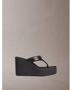 Calvin Klein Melia - Sandalias de piel con cuña y plataforma - Negro