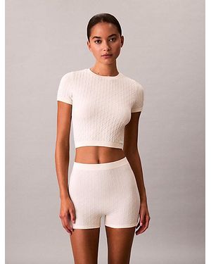Calvin Klein Rib Emblem Seamless Pyjama Top - Pink