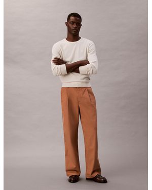 Calvin Klein Pantalon Plissé En Sergé - Marron