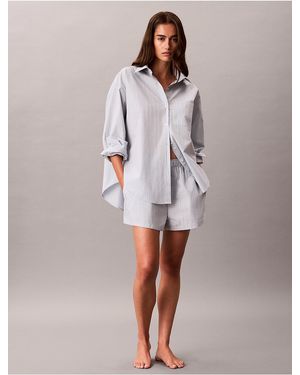 Calvin Klein Cotton Poplin Sleep Shorts - Gray