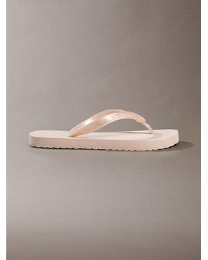 Calvin Klein Arwa Metallic Pearlised Flip Flops - Grey