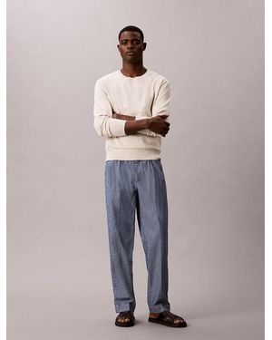 Calvin Klein Cotton Chambray Drawstring Trousers - Blue