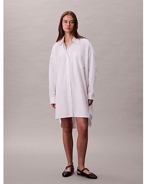 Calvin Klein Relaxte Katoenen Overhemdjurk - Roze