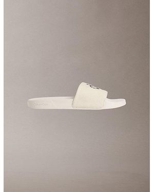 Calvin Klein Canvas Contoured Logo Sliders - Grey