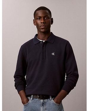 Calvin Klein Jeans Cotton Terry Polo Sweatshirt - Blue
