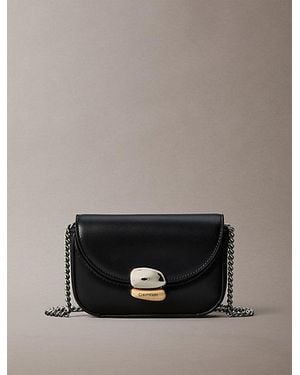 Calvin Klein Mini Leather Sculptural Wallet Bag - Black