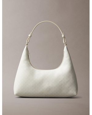Calvin Klein Allover Monogram Logo Shoulder Bag - Grey